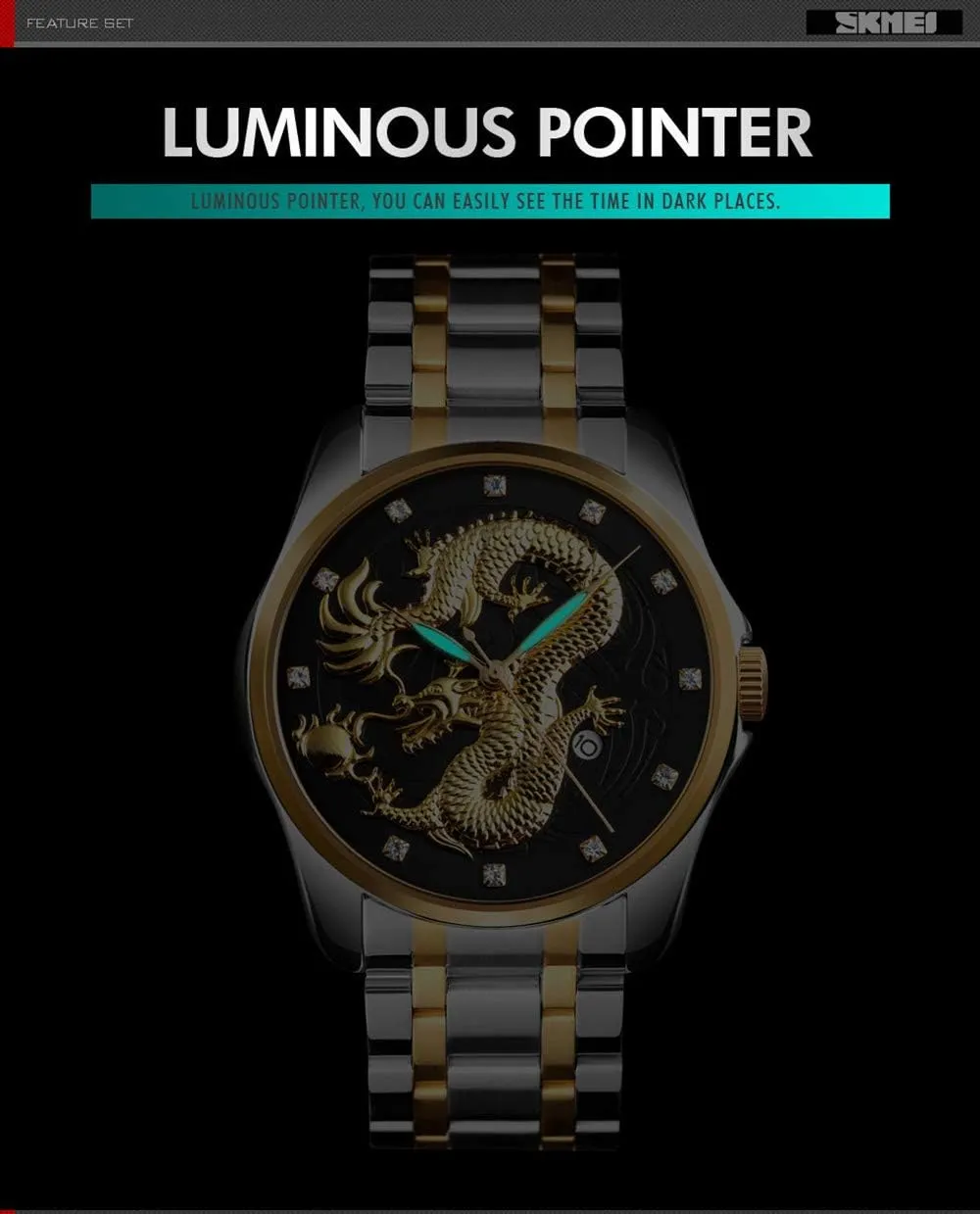 Steel Wristwatch Men Luxury Gold Chinese Dragon Carved Dial Diamond Quartz Watch Hollywood addition lax Casual Waterproof Sport Stainless 