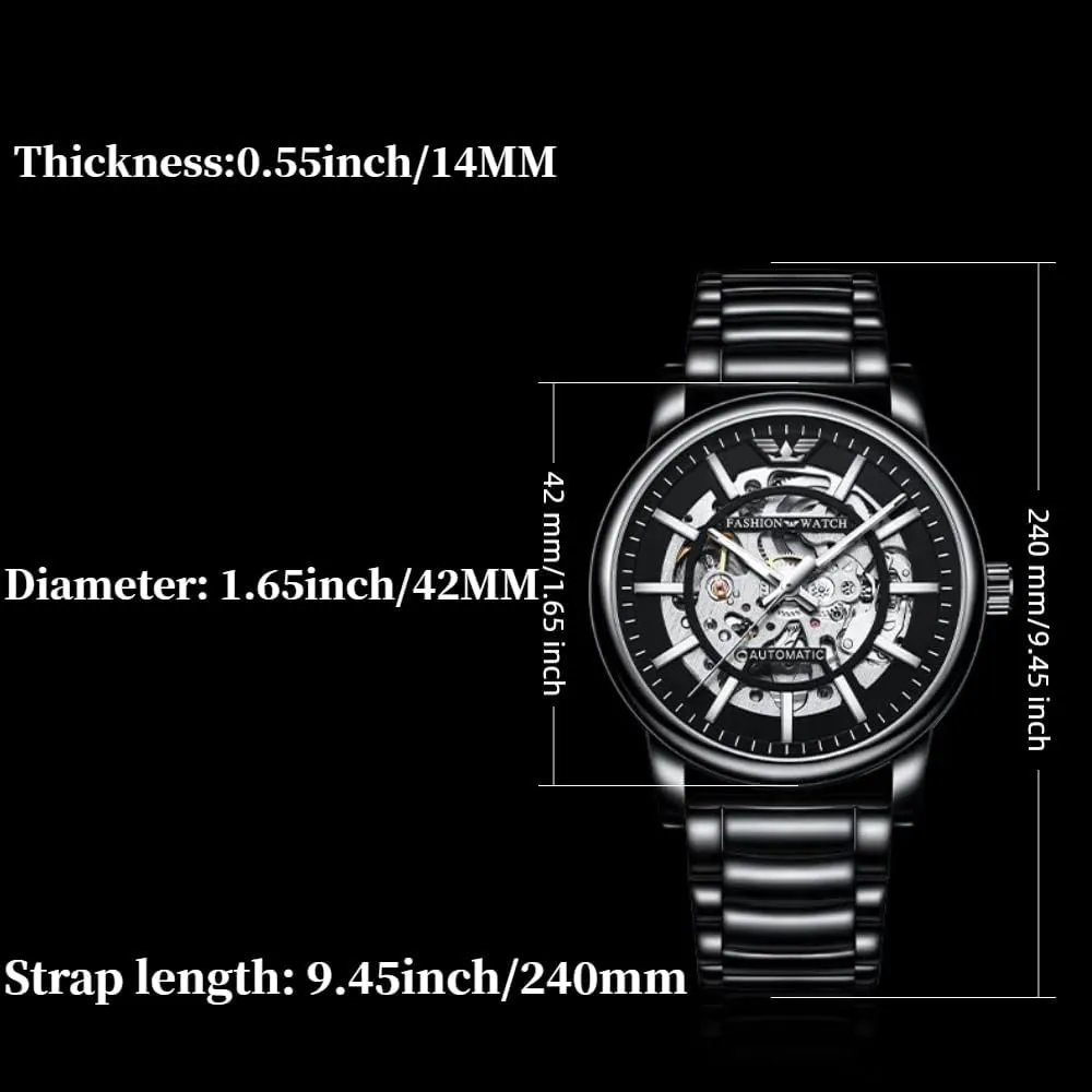 Stereo Dial Design Clock Luxury Fashion Automatic Hollow Watch corpus Stainless Steel Luminous Waterproof Mechanical Men's Watch Fashion 