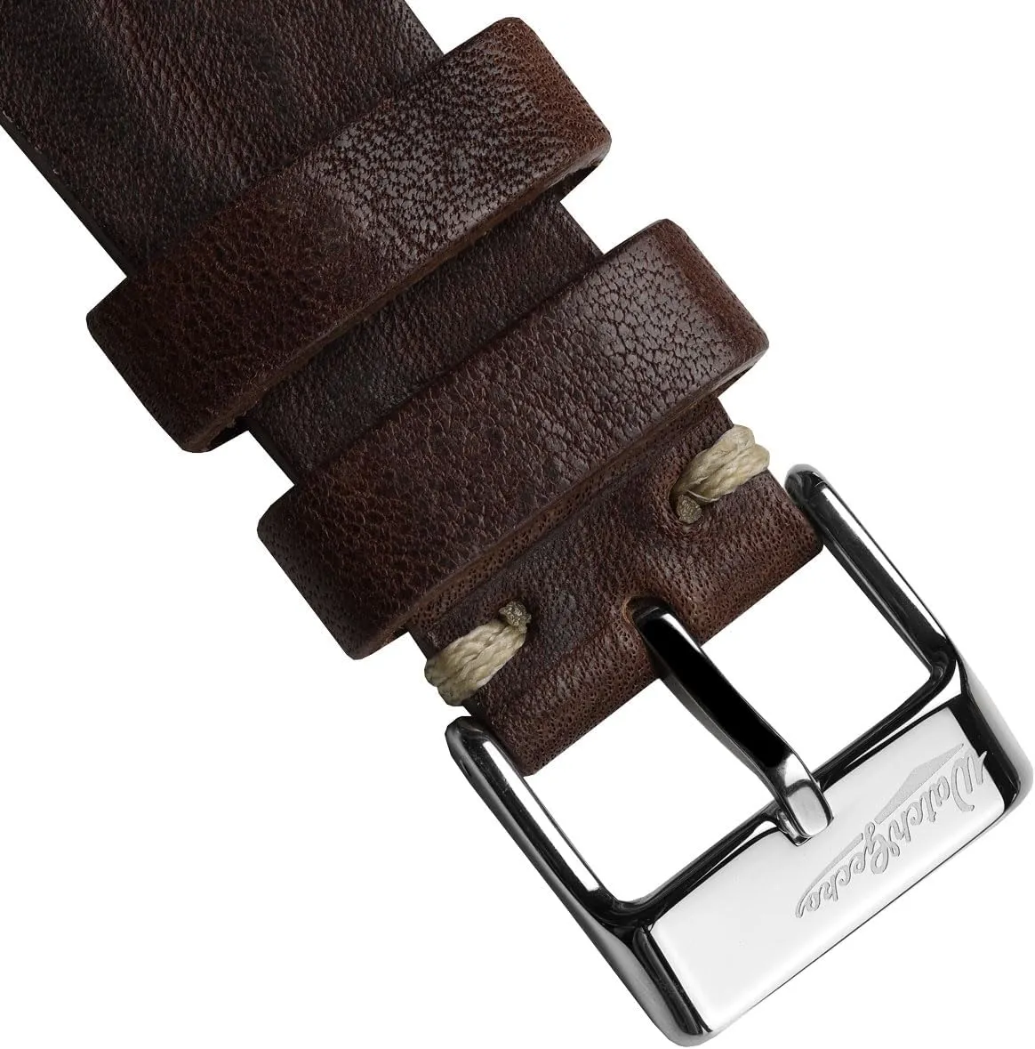 stitching. Easy to Fit - 18mm, 19mm, 20mm, 21mm, 22mm Vintage Simple Handmade Certified Genuine Italian Leather Replacement Watch Strap. Stylish and Durable nylon Mens Wristwatch Strap. Simple double 