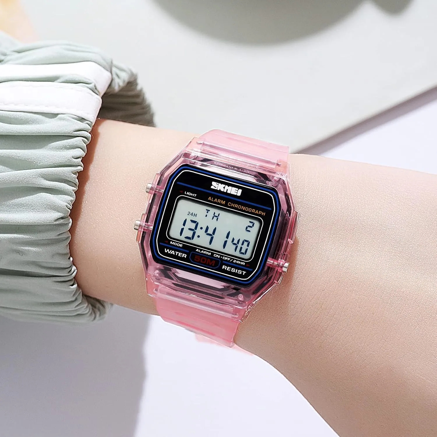 Stopwatch Back Light Date Calendar absorption bike routine Week Display TPU Strap Lightweight Ladies Wristwatch CARLIEN Womens Digital Multifunction EL Light Fashion Sport Watch Water Resistant Transparent Case Alarm 