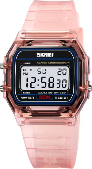 Stopwatch Back Light Date Calendar absorption bike routine Week Display TPU Strap Lightweight Ladies Wristwatch CARLIEN Womens Digital Multifunction EL Light Fashion Sport Watch Water Resistant Transparent Case Alarm 