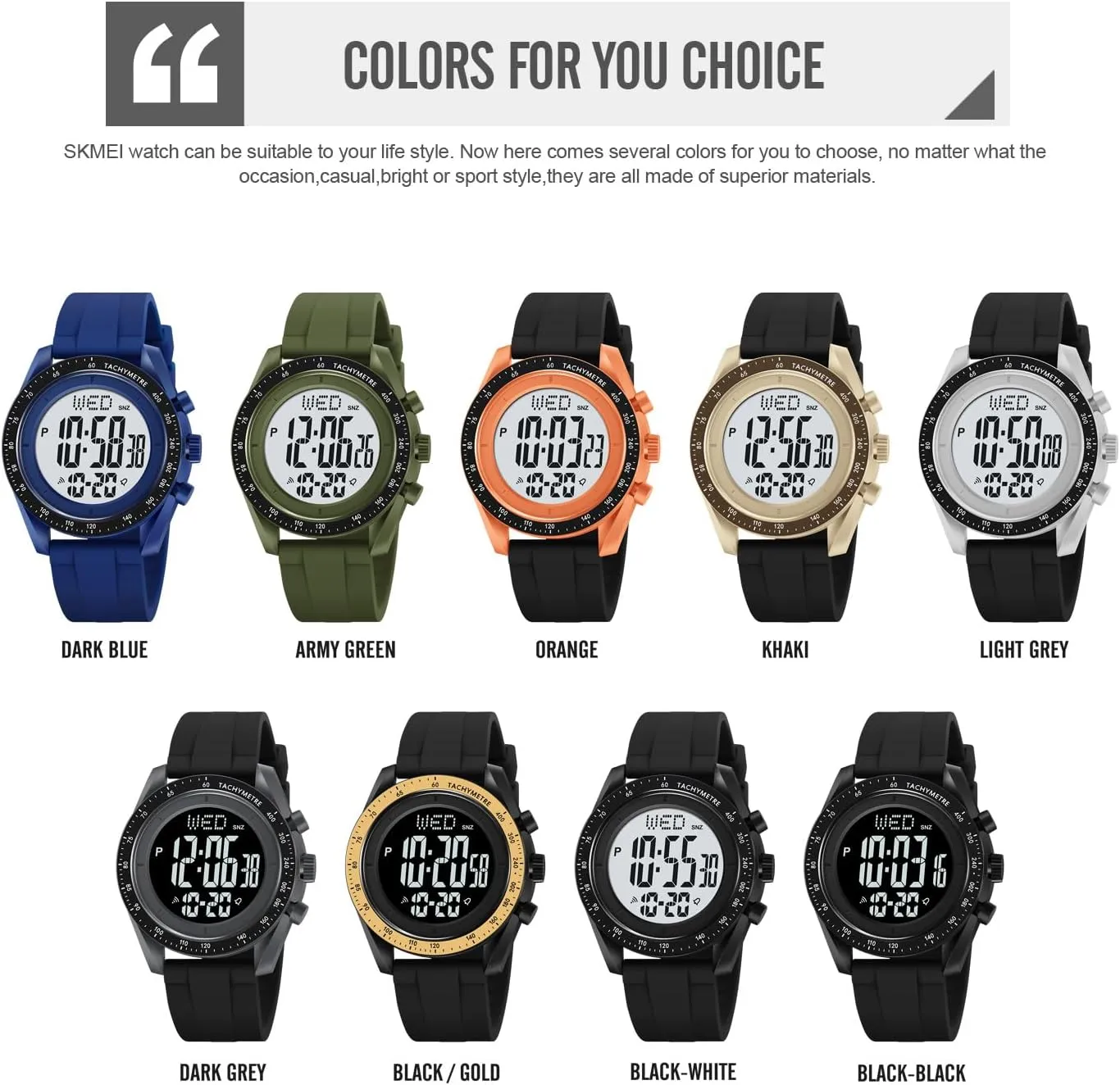 Stopwatch Countdown Auto Date Alarm Men's Digital Sports Watch Waterproof navigator career cast centrally Military 