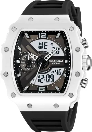 Stopwatch EL Backlight Auto Calendar Dress Wrist Watches for Men CARLIEN Men Fashion Unique Digital Tonneau Watches proud darn Silicone Band Chronograph 