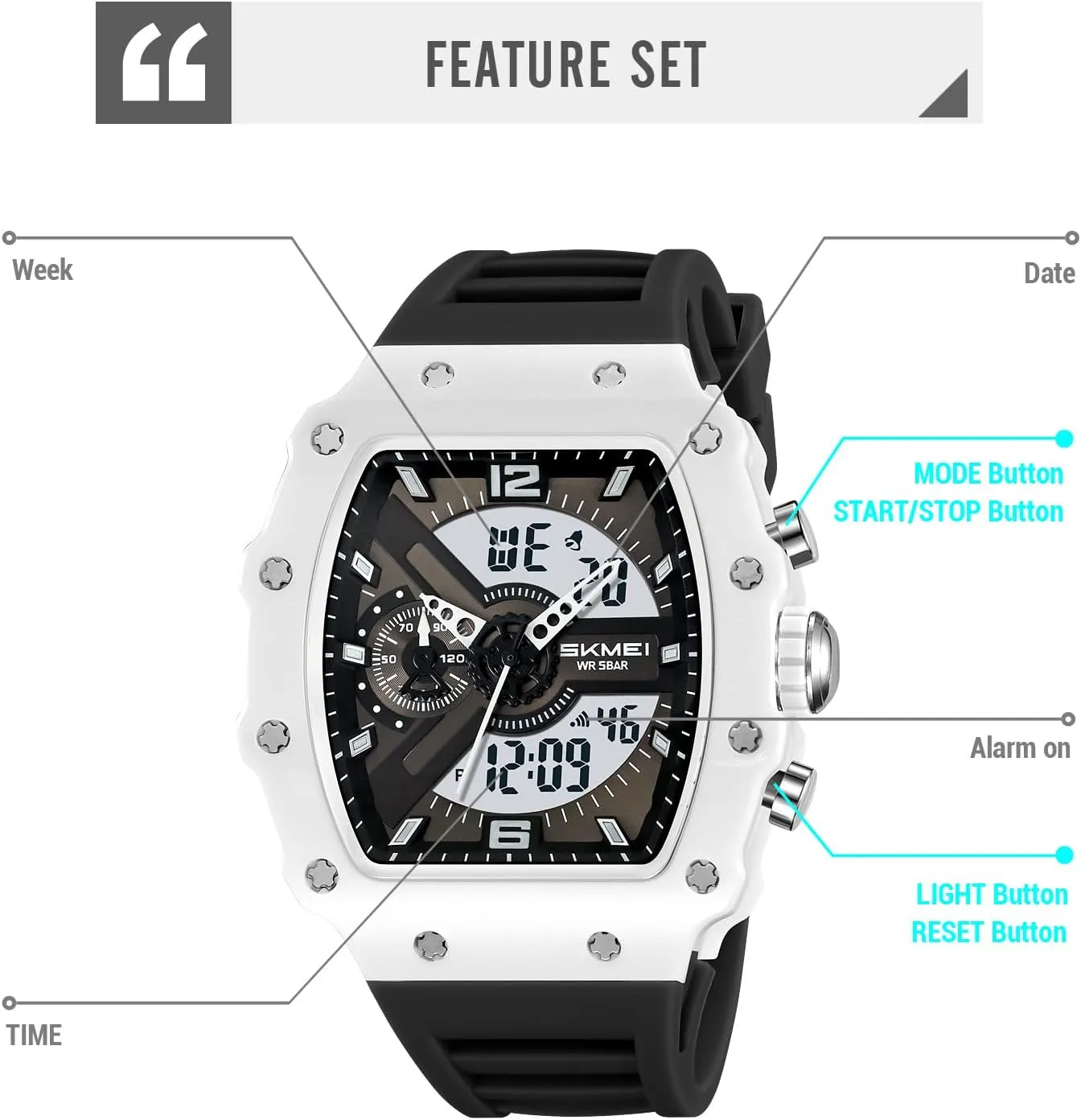 Stopwatch EL Backlight Auto Calendar Dress Wrist Watches for Men CARLIEN Men Fashion Unique Digital Tonneau Watches proud darn Silicone Band Chronograph 
