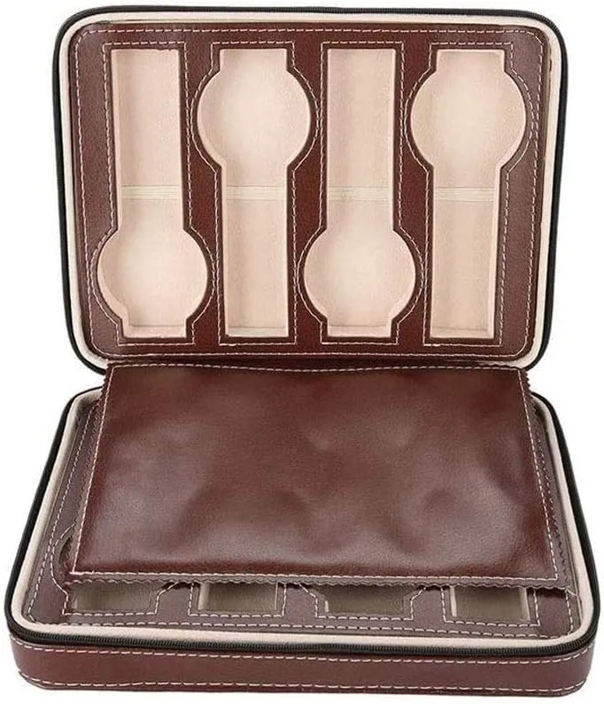 Storage Black Slot Leather bleak policy declare Watch Box Display Case Organizer Glass Jewelry 