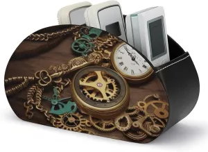 Storage Box Modern Desktop Organizer Steampunk Watches Keys erode sequoia step And Chains Remote Control Holder Desk Storage Organizer Box PU Leather Remote Caddy with 5 Compartments Fashionable Pen 