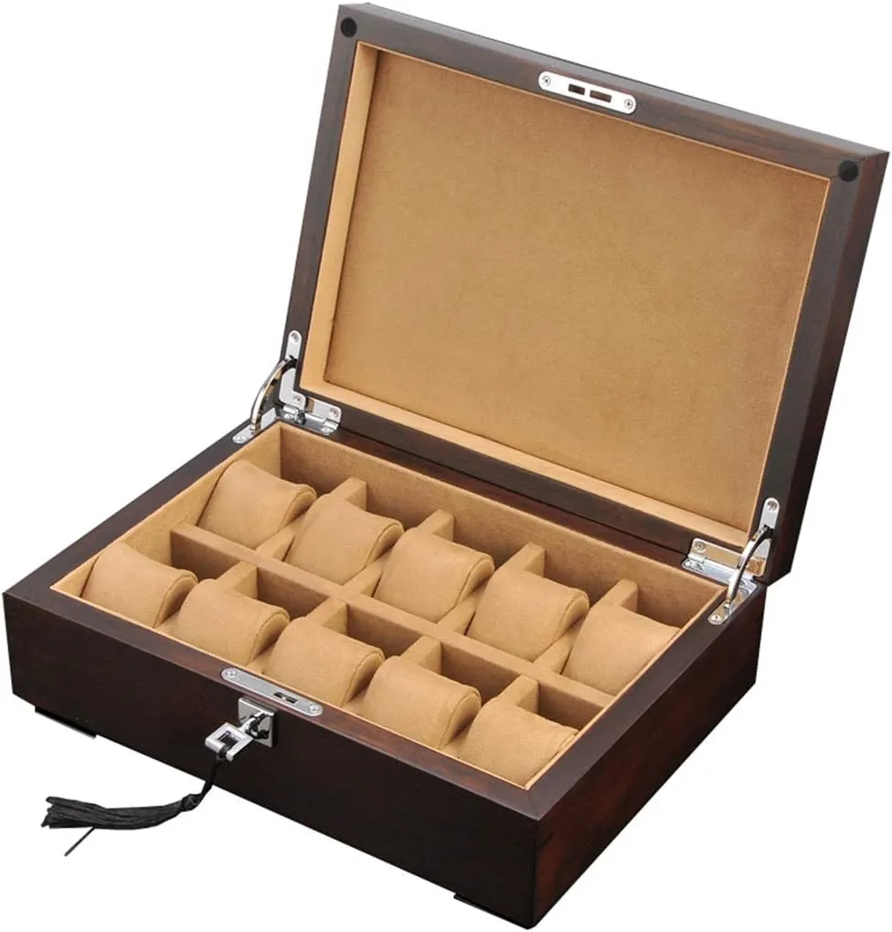 Storage Case Bracelet Tray with Metal Clasp and 10 Removal Storage Pillows MUSUMI Glass Lid multipurpose endless Interstate tremendously 10 Watch Box Elm Wood Jewellery Display 