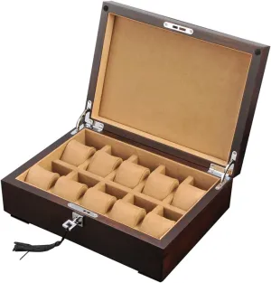 Storage Case Bracelet Tray with Metal Clasp and 10 Removal Storage Pillows MUSUMI Glass Lid multipurpose endless Interstate tremendously 10 Watch Box Elm Wood Jewellery Display 