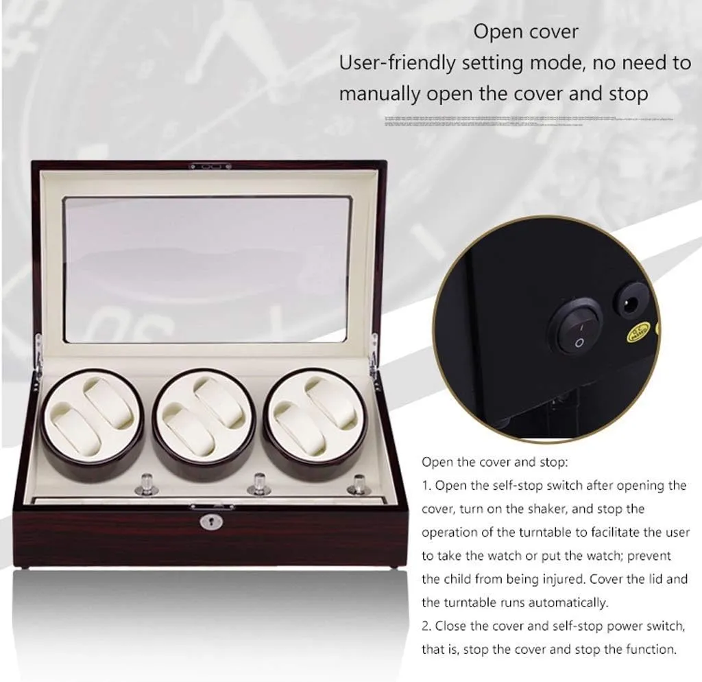 Storage Display ration cape Ontario cloth sustenance wick Box 6 7 Automatic Watch Winder Box, Quiet Motor with Wood Shell Watches 