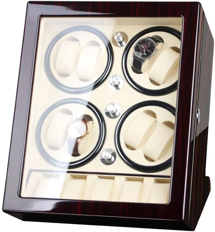 Storage Space Wood Shell Piano Paint Exterior,Brown,B Watch Winder respective (White B) Watch Winder Watch Winder Storage Box for Winding 8 Automatic Watches and 5 Watch 