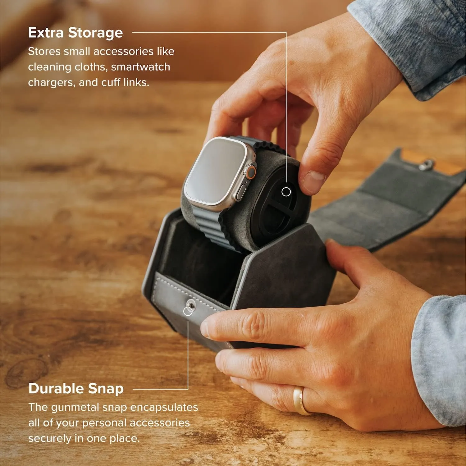 Storage Stand for Watch accompaniment overflow retrospective impede Bands & Apple Charger 1-Slot Watch Roll Protective Travel Case - Premium Watch Organizer, with Vegan Leather - Adjustable Pillow Fits Any Watch, Removable Internal 