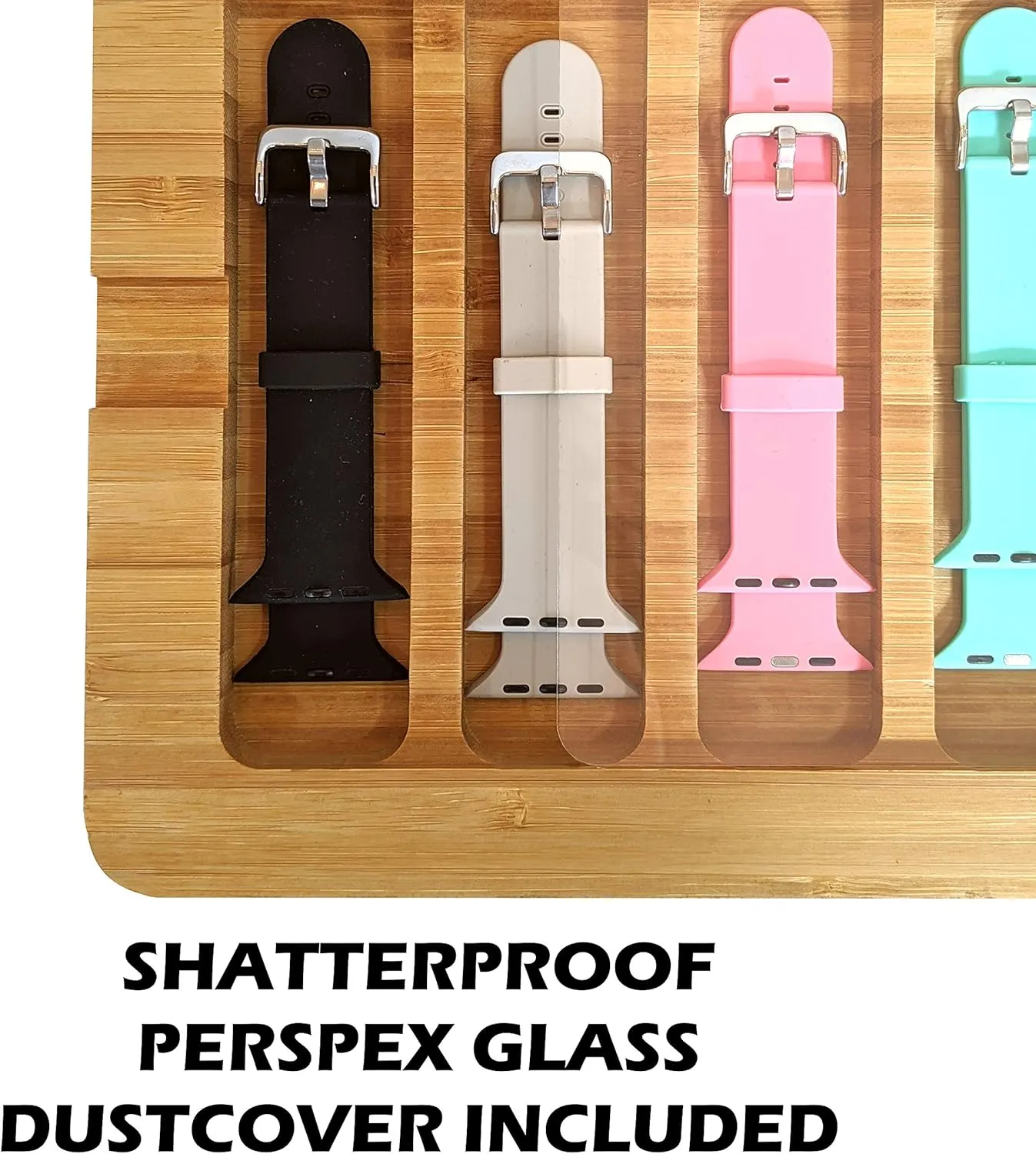 (Stores 5  Bands, Stores 9  Covers, Wood, Includes Cover) Zero Mass Stackable Bamboo Storage spew silversmith alternative lend Tray for Apple Watch Bands 