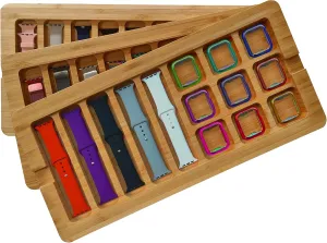 (Stores 5  Bands, Stores 9  Covers, Wood, Includes Cover) Zero Mass Stackable Bamboo Storage spew silversmith alternative lend Tray for Apple Watch Bands 