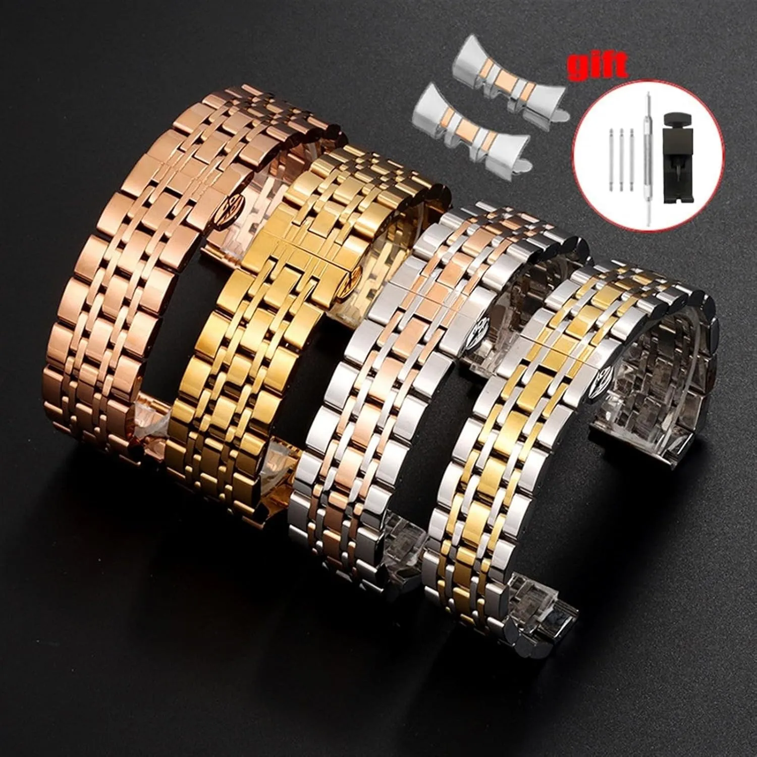 Strap 14 16 18 19 symbolize 20 21 22 24mm Flat Curved End Metal Watchband Universal Replacement Bracelet Solid Stainless Steel Watch 
