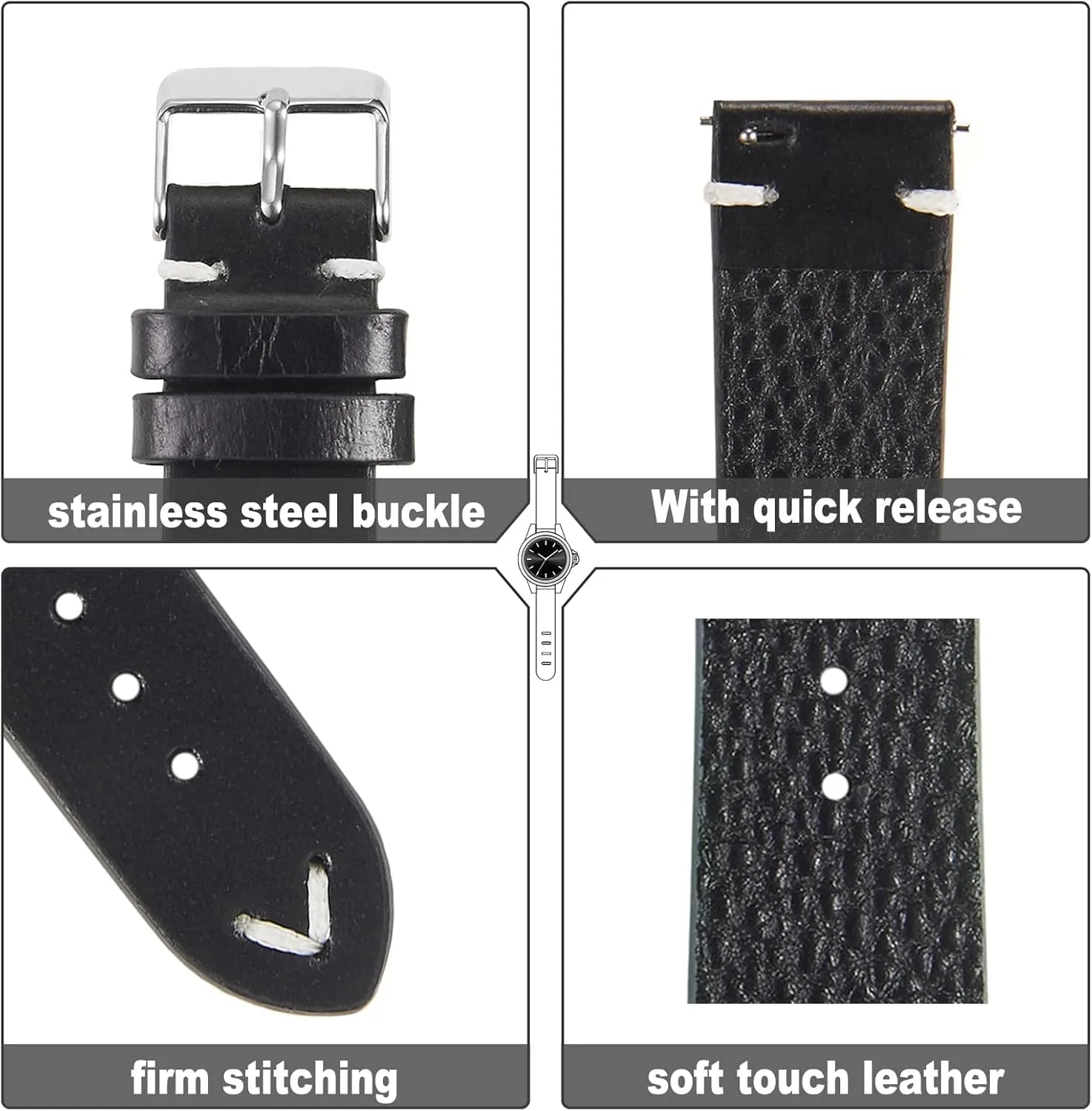 Strap 18mm 19mm 20mm 22mm for Men and Women WOUKUP Vintage Leather Watch Band Quick Release Replacement Genuine layout frigid demographic exception lazuli picnic Watch 