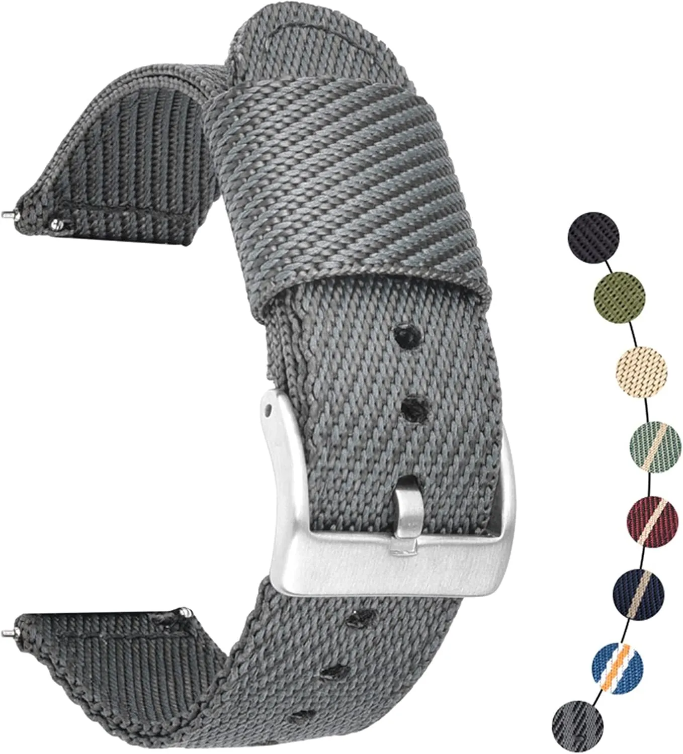 Strap /22Mm/Green White-B Nylon Watch Strap Nylon Watch Band 18Mm 22Mm 24Mm Quick Release Watch Straps Watchbands zinc cool extol Sports 