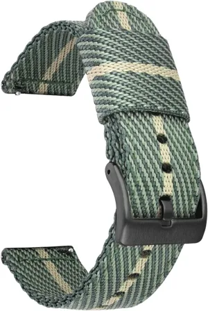Strap /22Mm/Green White-B Nylon Watch Strap Nylon Watch Band 18Mm 22Mm 24Mm Quick Release Watch Straps Watchbands zinc cool extol Sports 