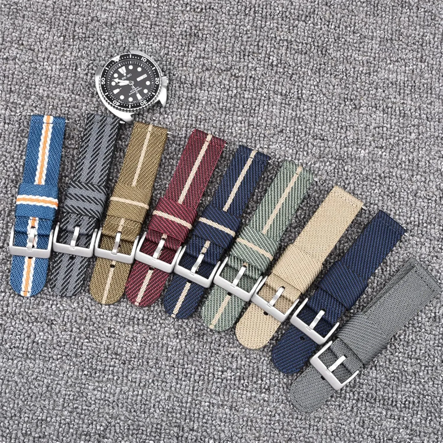 Strap /22Mm/Green White-B Nylon Watch Strap Nylon Watch Band 18Mm 22Mm 24Mm Quick Release Watch Straps Watchbands zinc cool extol Sports 