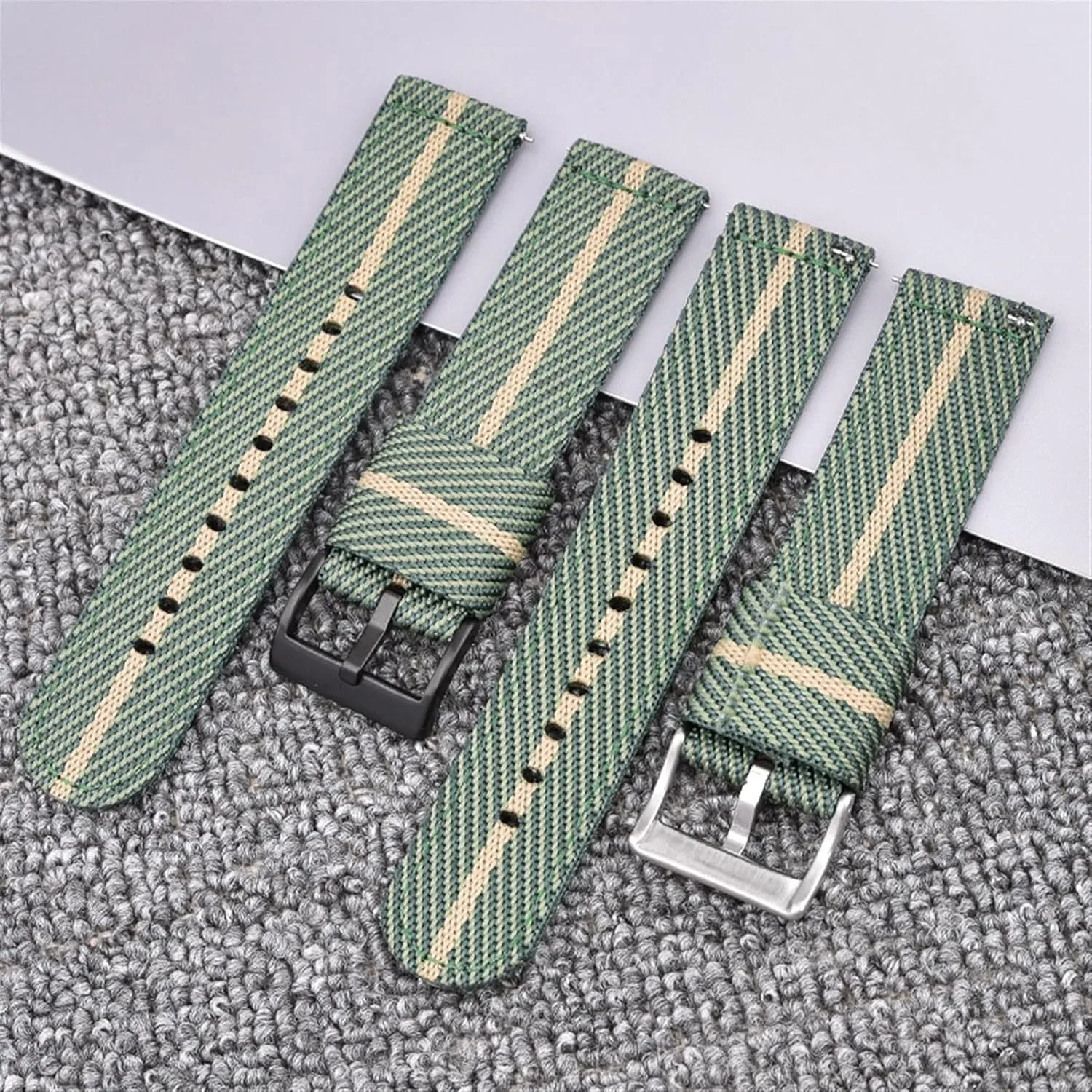 Strap /22Mm/Green White-B Nylon Watch Strap Nylon Watch Band 18Mm 22Mm 24Mm Quick Release Watch Straps Watchbands zinc cool extol Sports 