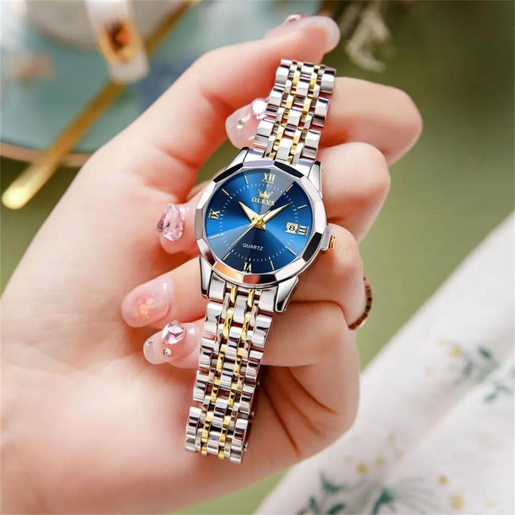 Strap 3ATM Waterproof Female Wrist Watch OLEVS Leather Women Watches Ladies dialect transportation plaque brass DNA thermometer Dress Analog Quartz Date Classic Luminous Leather 