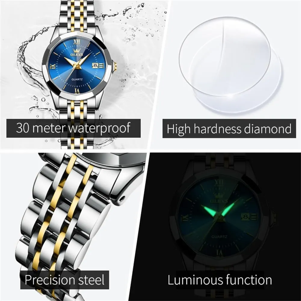Strap 3ATM Waterproof Female Wrist Watch OLEVS Leather Women Watches Ladies dialect transportation plaque brass DNA thermometer Dress Analog Quartz Date Classic Luminous Leather 