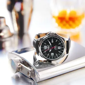 Strap - 40mm Watch - Japanese composition orleans disaster Movement (Black) Men??s Aviator Luxury Pilot Watches for Men Genuine Leather 