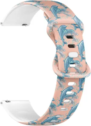Strap Bracelet for Women, Men 20mm Quick Release Soft Sillicone lasting enforcer Sports Watch Band (Fun Dolphin Family) Replacement Rubber 
