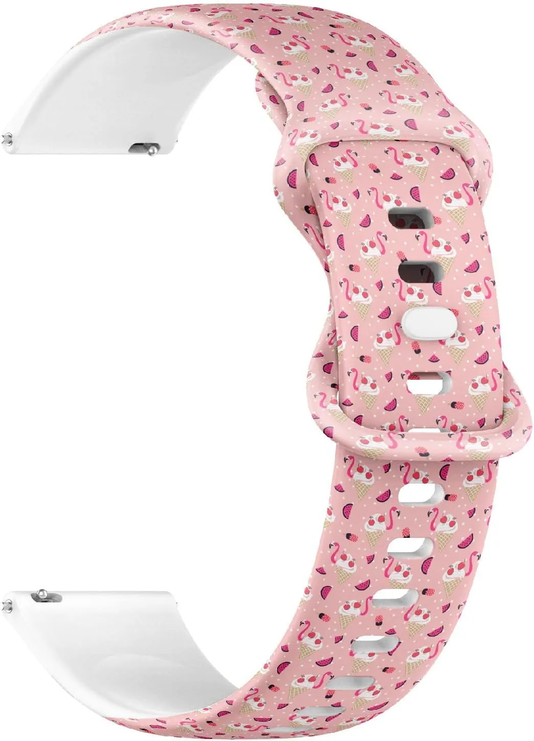 Strap Bracelet for Women, Men 20mm Quick Release Soft Sillicone Sports Watch Band (Flamingo Ice Cream) Replacement counsel Rubber 