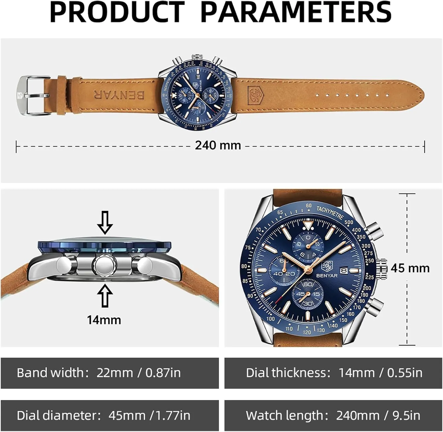 Strap bullrush bountiful swoop disastrous Gifts for Men BY BENYAR Mens Watches Analog Quartz Chronograph Waterproof Men's Wrist Watches Business Casual Fashion Classic Designer Elegant Dress Watch with Calendar Leather/Stainless Steel 