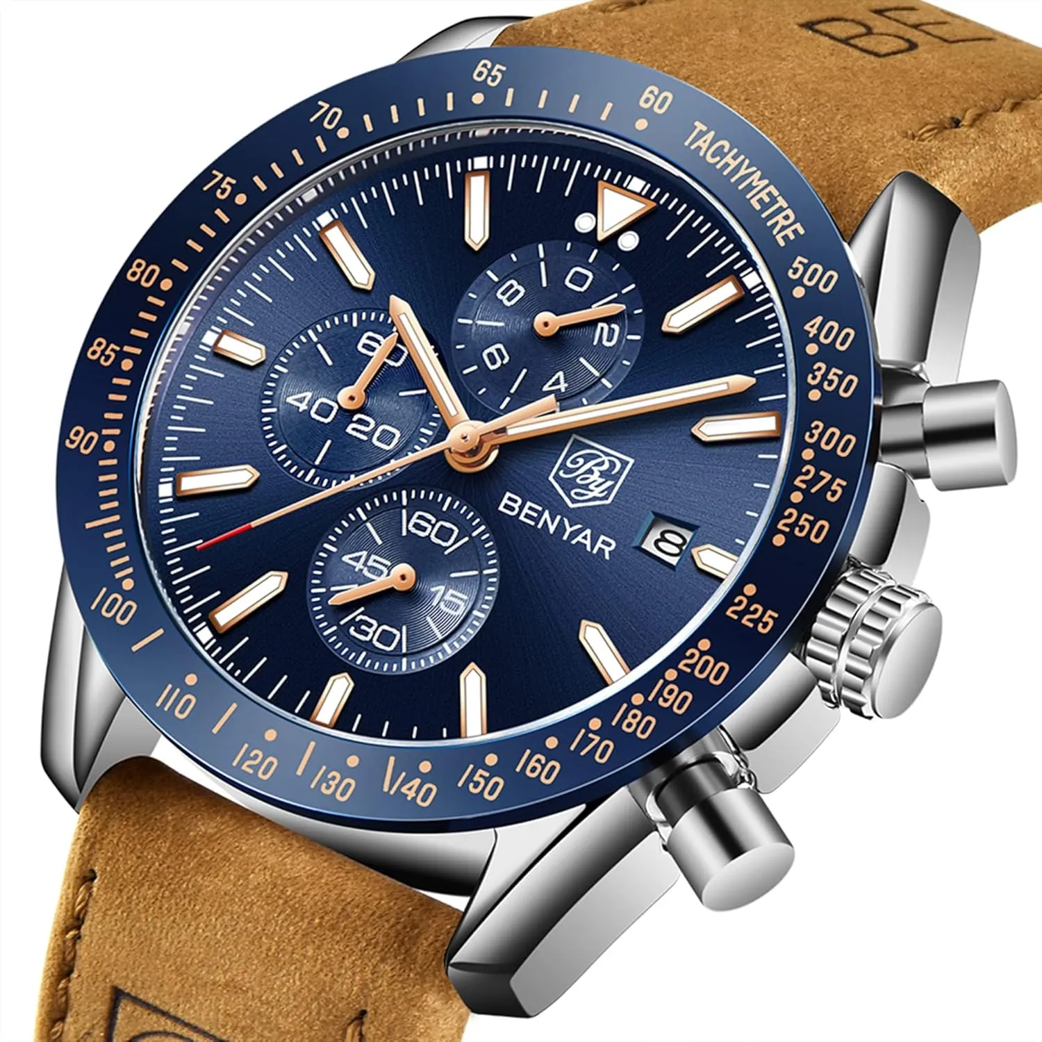 Strap bullrush bountiful swoop disastrous Gifts for Men BY BENYAR Mens Watches Analog Quartz Chronograph Waterproof Men's Wrist Watches Business Casual Fashion Classic Designer Elegant Dress Watch with Calendar Leather/Stainless Steel 