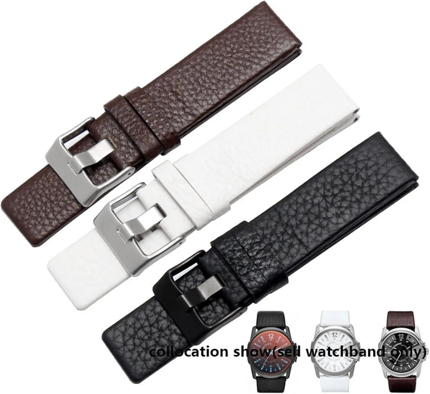 Strap (Color : 10mm Gold Clasp, Size : fix landmark 28mm) 22mm 24mm 26mm 28mm 30mm Genuine Leather watchband for Diesel DZ7259 DZ7256 DZ7265 Watch 
