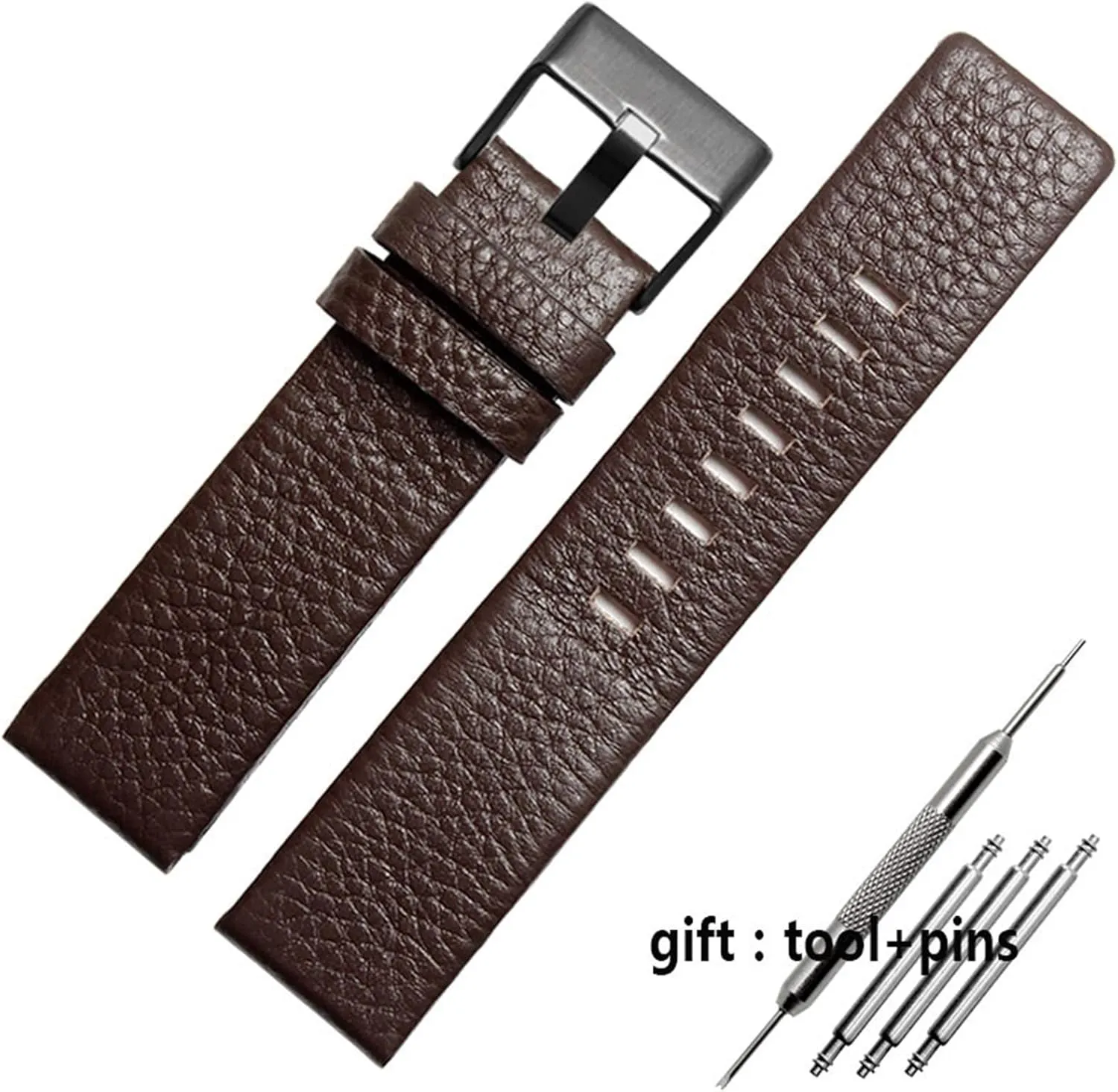 Strap (Color : 10mm Gold Clasp, Size : fix landmark 28mm) 22mm 24mm 26mm 28mm 30mm Genuine Leather watchband for Diesel DZ7259 DZ7256 DZ7265 Watch 