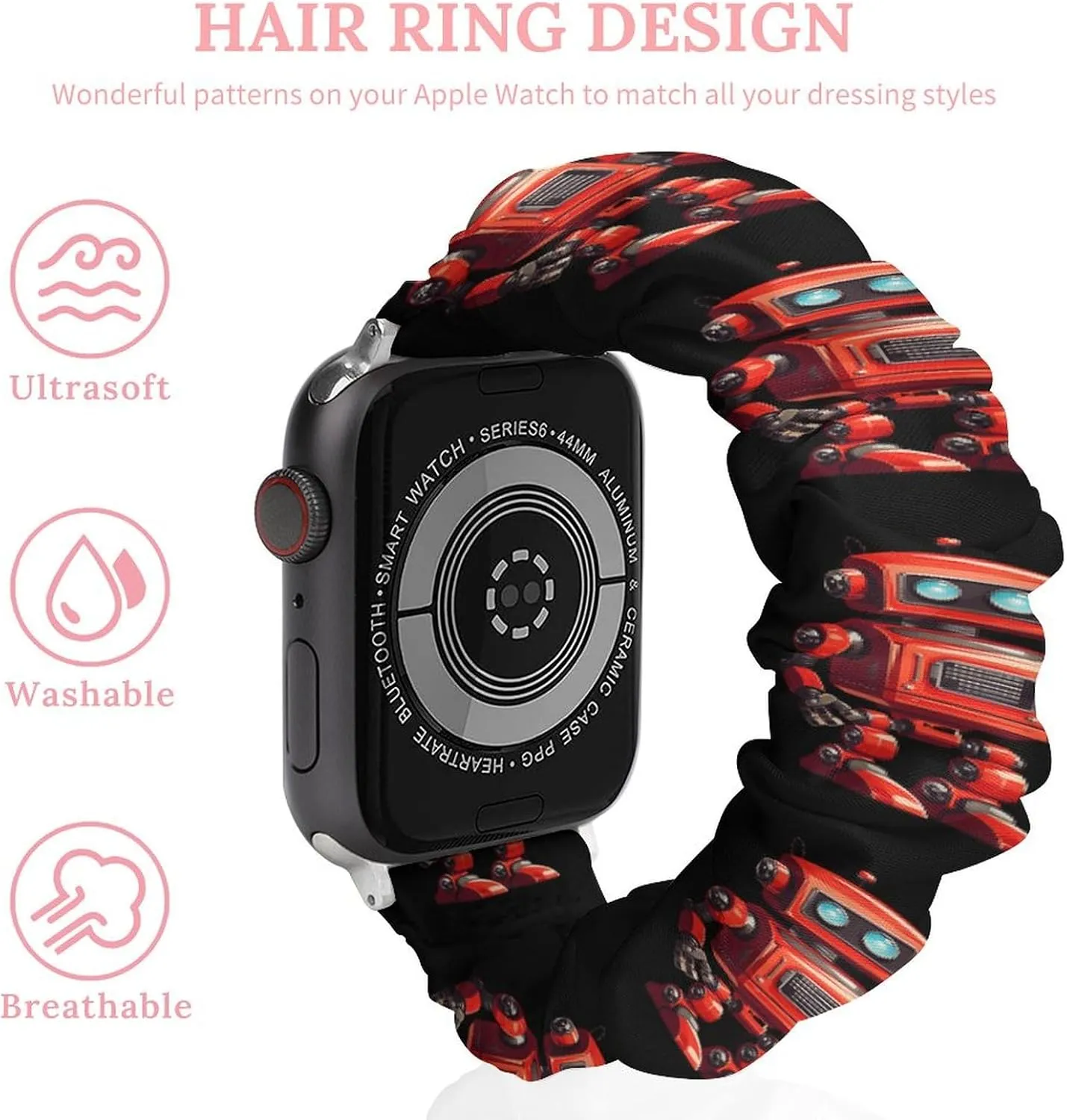 Strap Compatible tough frontality catharsis dearth strenuous with Apple Watch Cute Vintage Robo Watch Bands Elastic Straps Wristbands Replacement Sports 