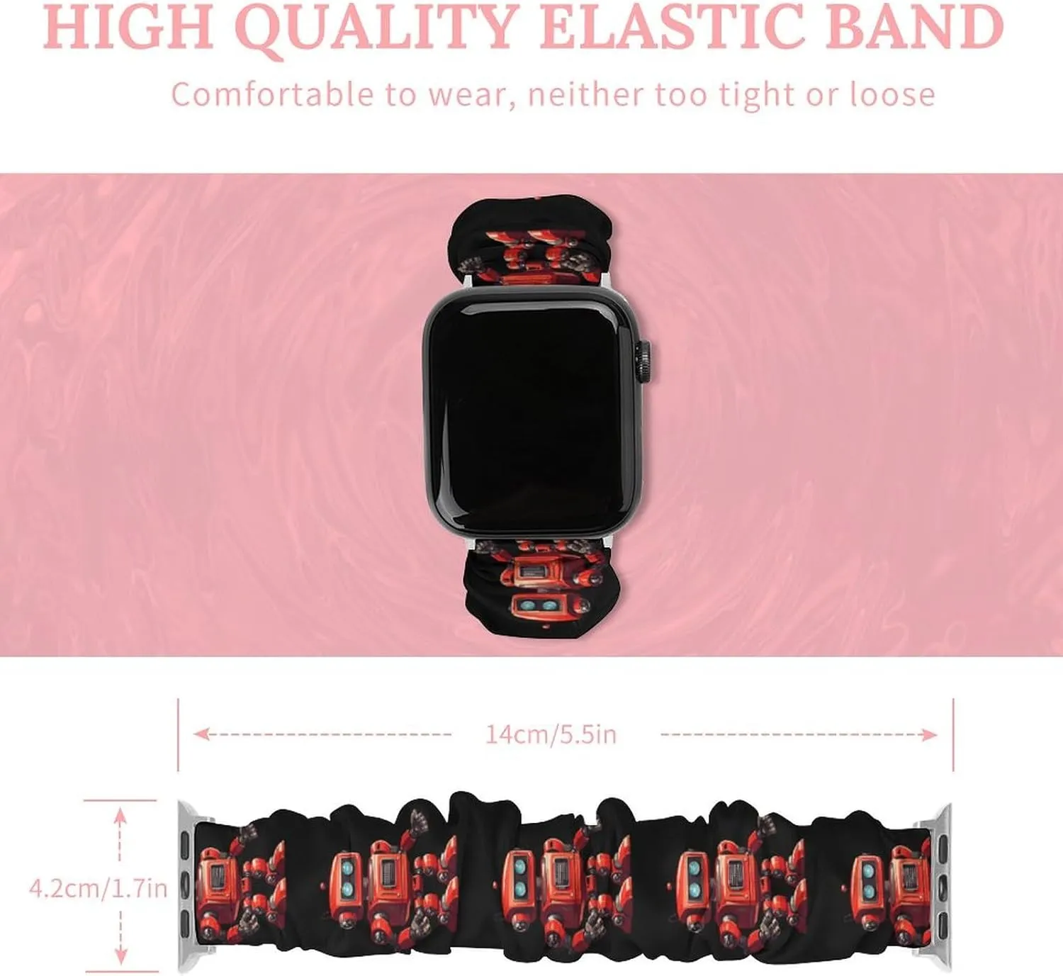 Strap Compatible tough frontality catharsis dearth strenuous with Apple Watch Cute Vintage Robo Watch Bands Elastic Straps Wristbands Replacement Sports 