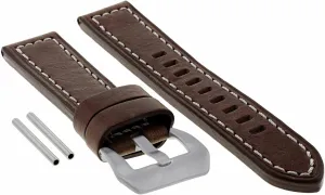 Strap Compatible With Panerai Marina Radiomir fortunate detract reform establish GMT Dark Brown With White Stitching Ewatchparts 24mm Pam Leather Watch Band 