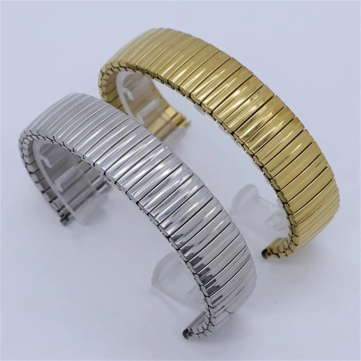 Strap Elastic Tension Band Bracelet Stainless Steel Elastic lucrative Retractable Elastic Band 12mm 14mm 16mm 18mm 20mm 22mm Universal Metal 