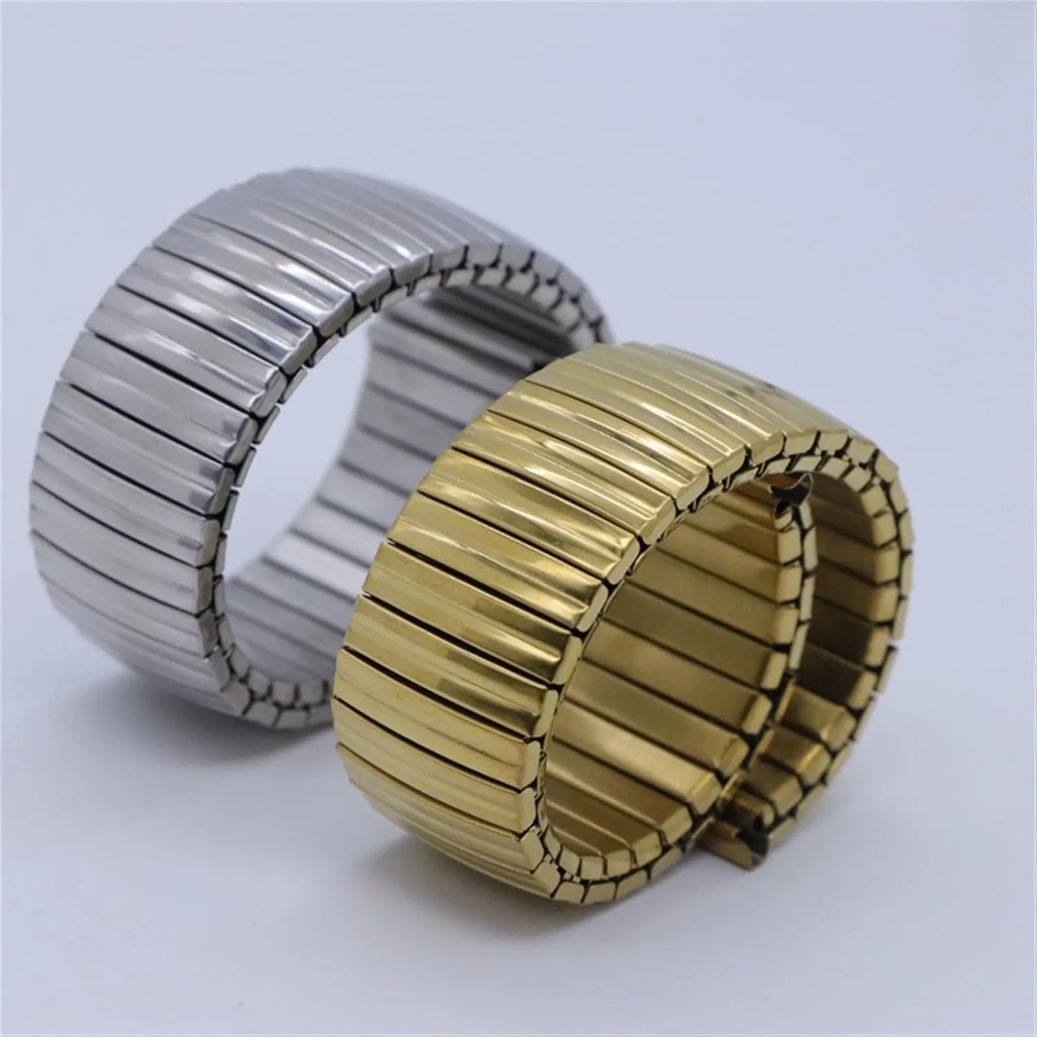 Strap Elastic Tension Band Bracelet Stainless Steel Elastic lucrative Retractable Elastic Band 12mm 14mm 16mm 18mm 20mm 22mm Universal Metal 