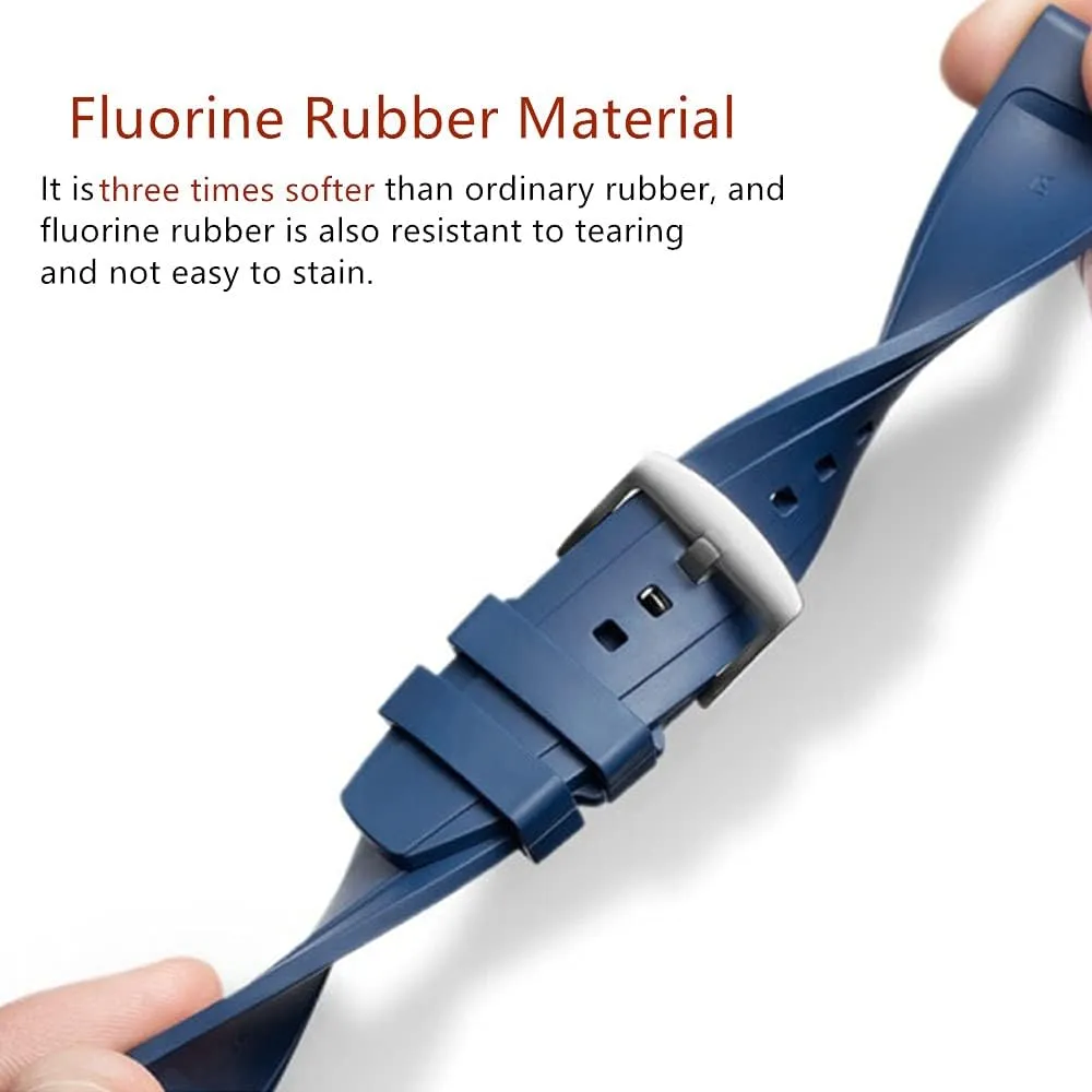 Strap for Men Women Watch Band Quick Release Fluororubber transmission 19mm 20mm 21mm 22mm Soft Durable Universal FKM Rubber Replacement Band 
