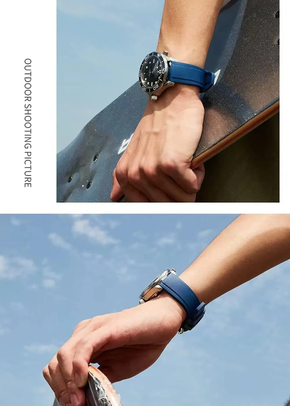 Strap for Men Women Watch Band Quick Release Fluororubber transmission 19mm 20mm 21mm 22mm Soft Durable Universal FKM Rubber Replacement Band 