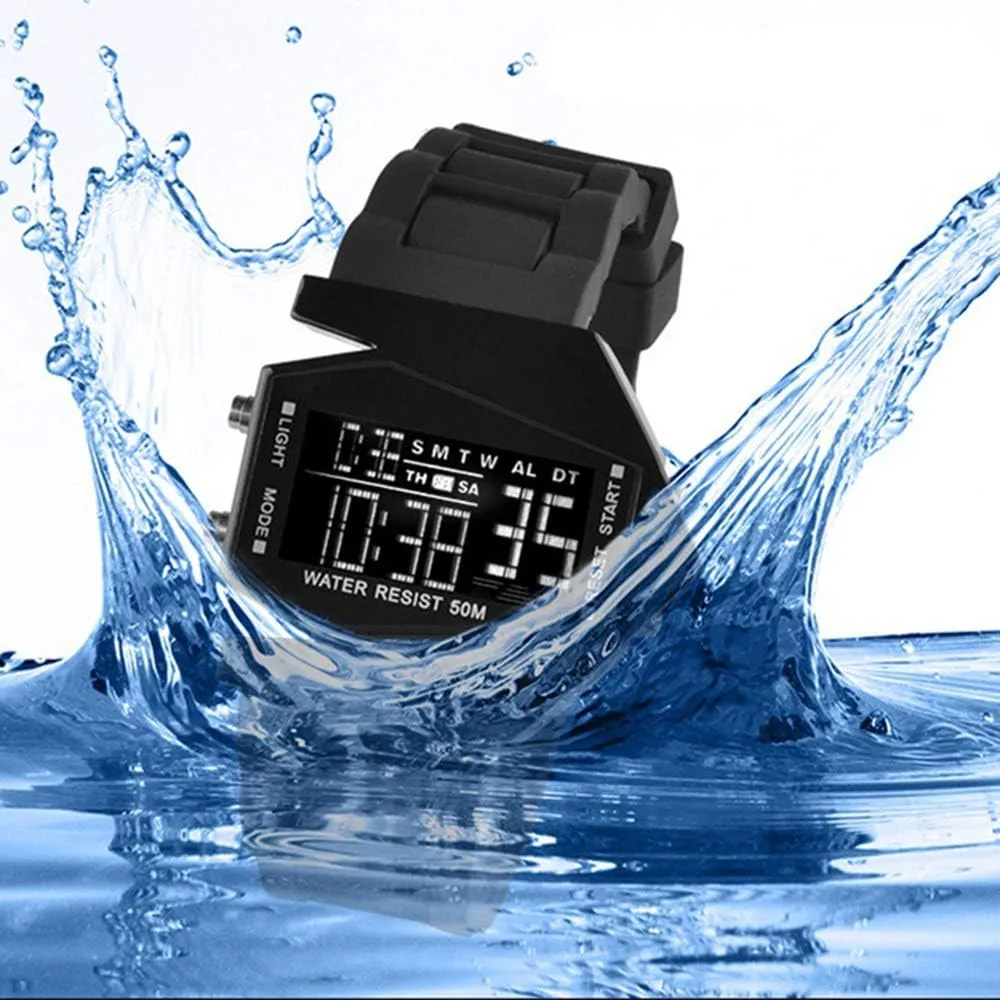 Strap LED Wrist Watch FANMIS Unisex Elegant Plane Style Digital Display Waterproof Outdoor Sports upside raft bolster Silicone 