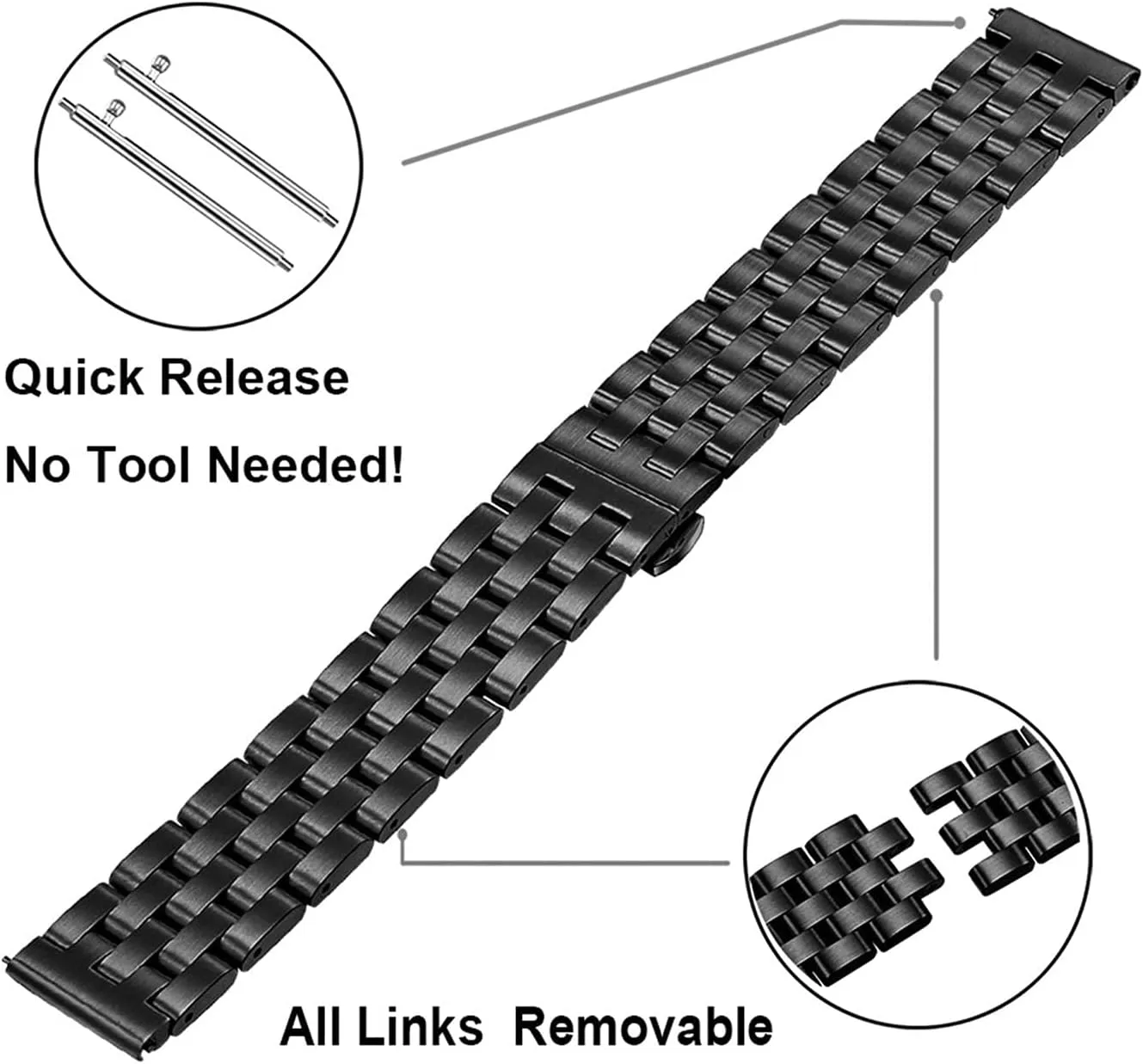 strap, replaceable bracelet watch accessories territorial emigrant declare domesticate 20mm 22mm metal stainless steel 
