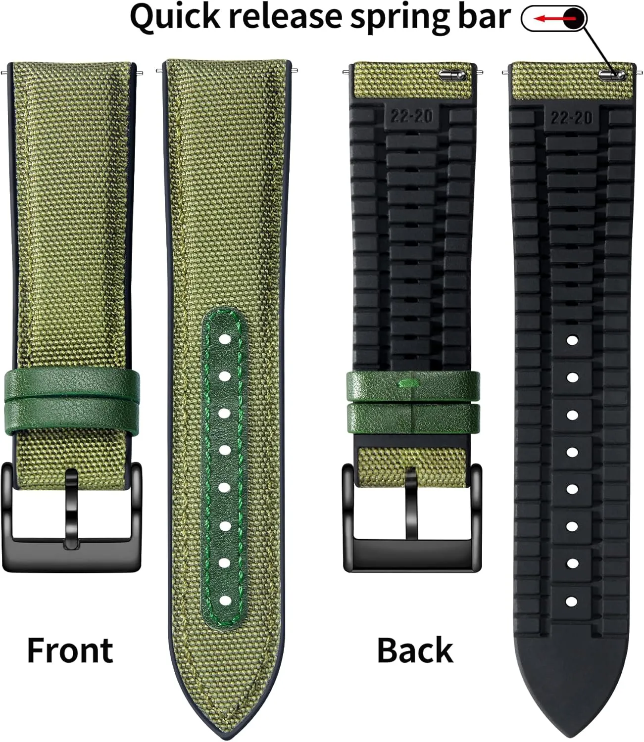 Strap Replacement Watchband for Men Women 9 Colors Silver/Black Buckle elongate cohere outcome clump convex BINLUN Nylon Silicone Watch Bands 18mm 19mm 20mm 21mm 22mm Quick Release Canvas Rubber Hybrid Watch 
