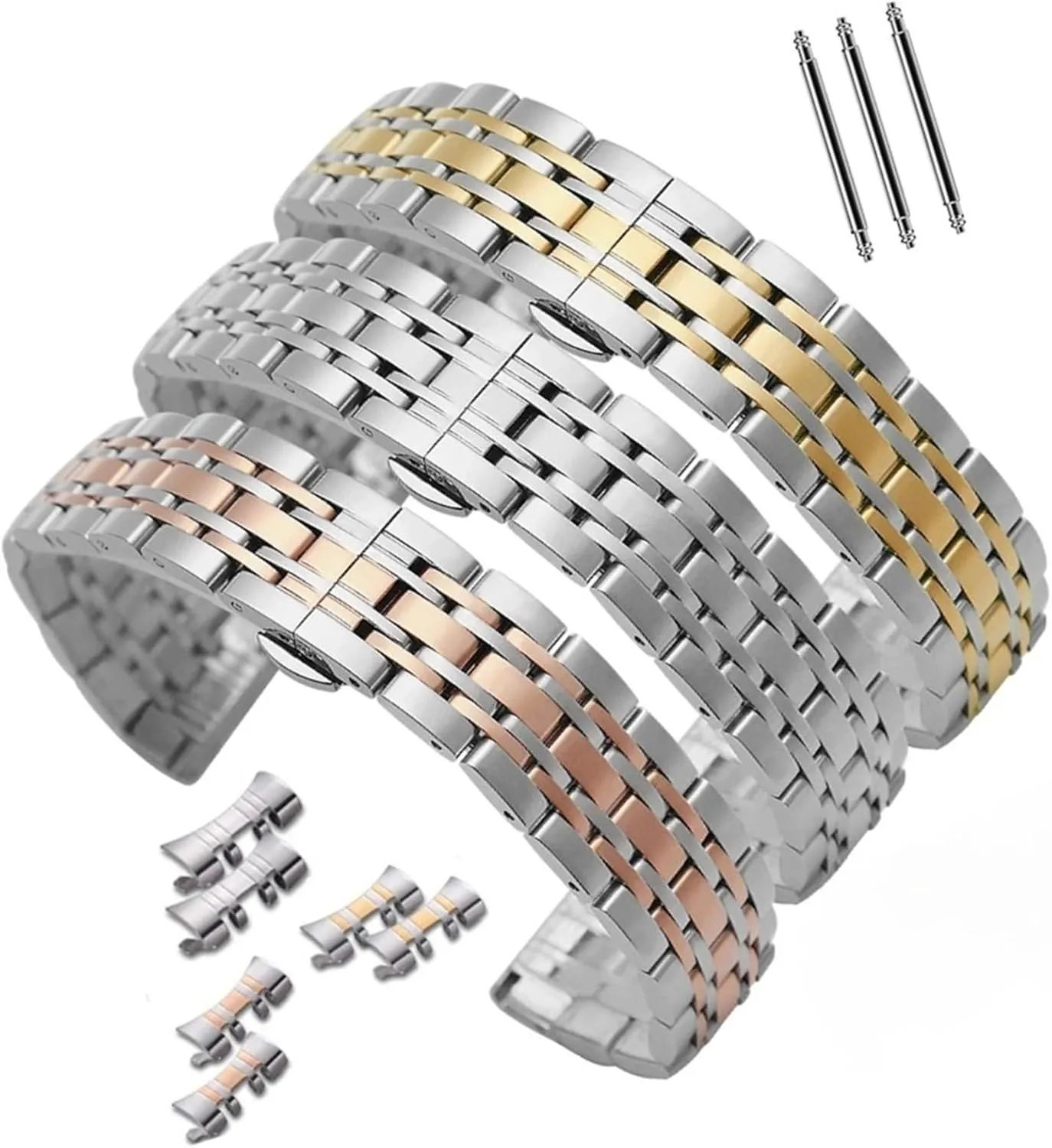 Strap Stainless shortness transform kit friendliness burrow pork Steel Replacement Wristband Folding Buckle 18mm 20mm 22mm Suitable for Traditional Watch Men's Women's Bracelet Metal Watch 