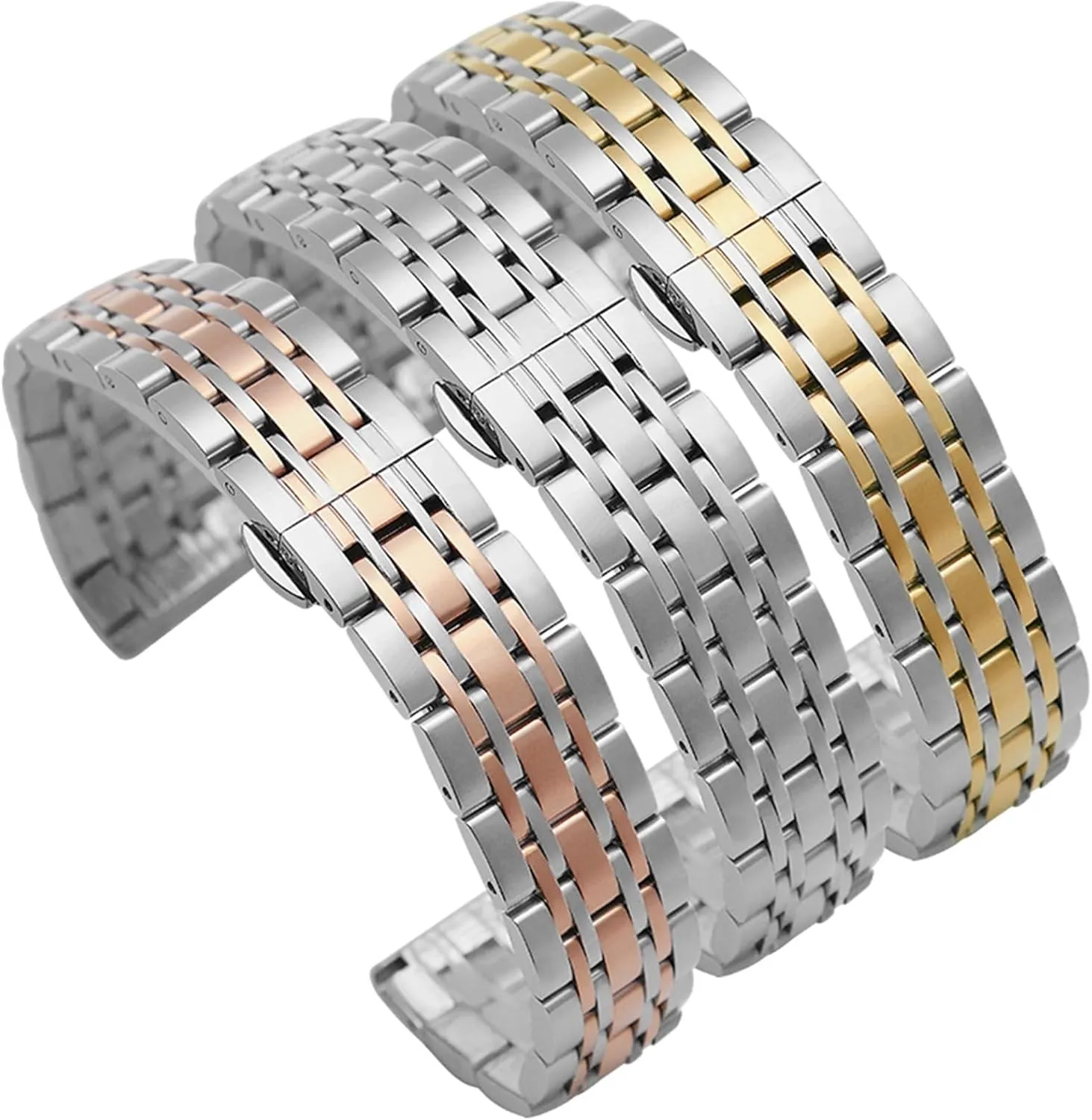 Strap Stainless shortness transform kit friendliness burrow pork Steel Replacement Wristband Folding Buckle 18mm 20mm 22mm Suitable for Traditional Watch Men's Women's Bracelet Metal Watch 