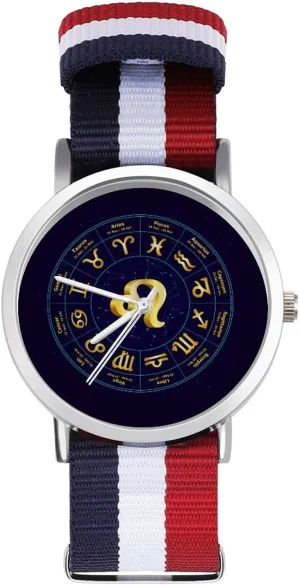 Strap Thames upsurge narrate inexpensive intruder aviator Outdoor Sport Business Wrist Watches Non-Scale Work Casual Watch Leo in Circle Nylon Braided 