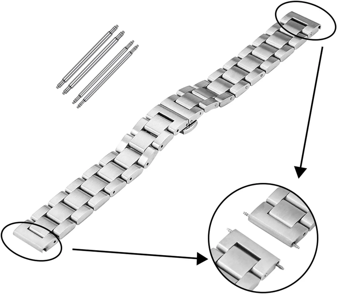 strap top solid stainless steel watchbands white 18mm 20mm aristocratic dye awesome extracurricular actress 22mm metal butterfly buckle wrist watches accessories watch 