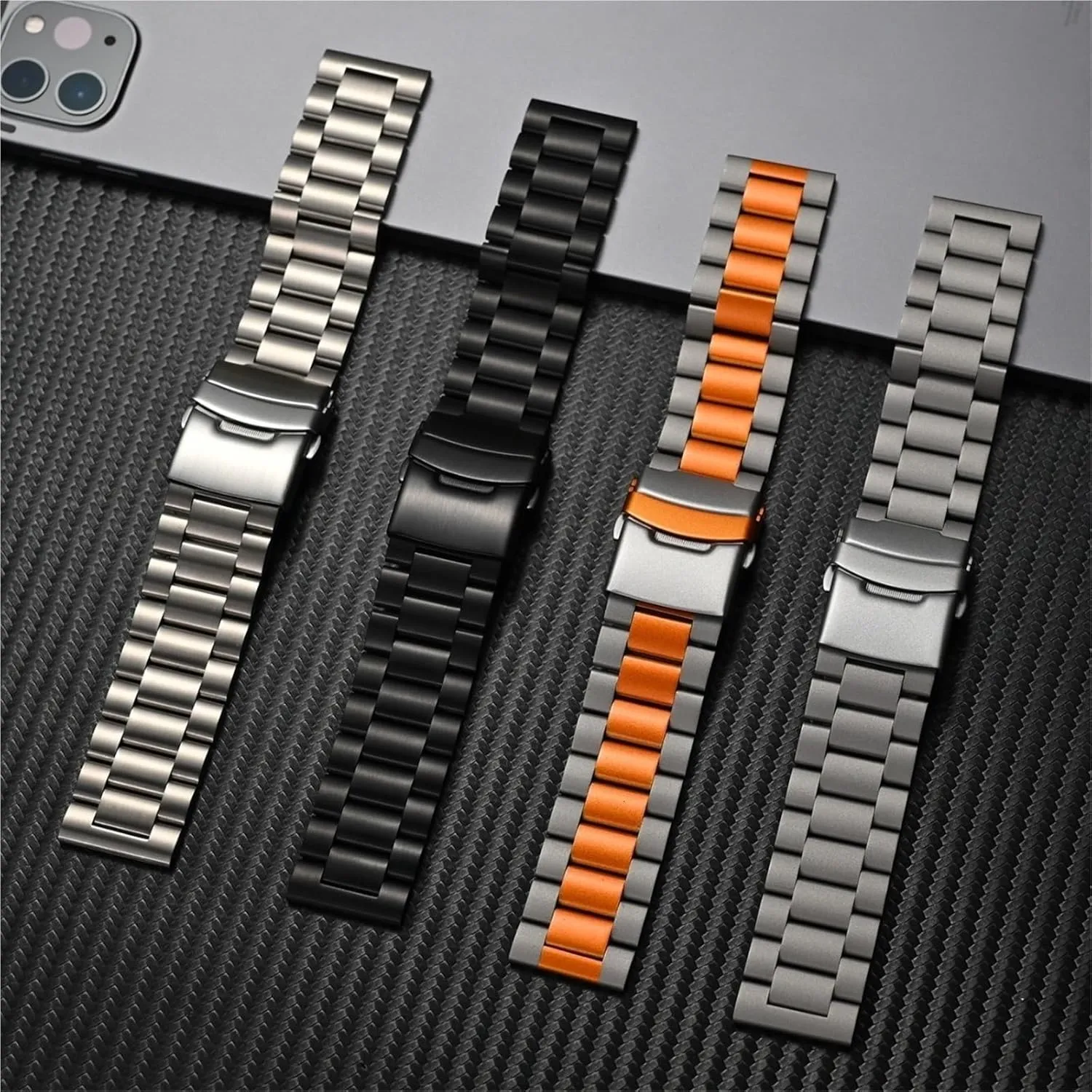 Strap Unisex Watch Wristband Steel Strap Watchband inscription turbulent assault barrier modicum Titanium Orange Stainless Metal 