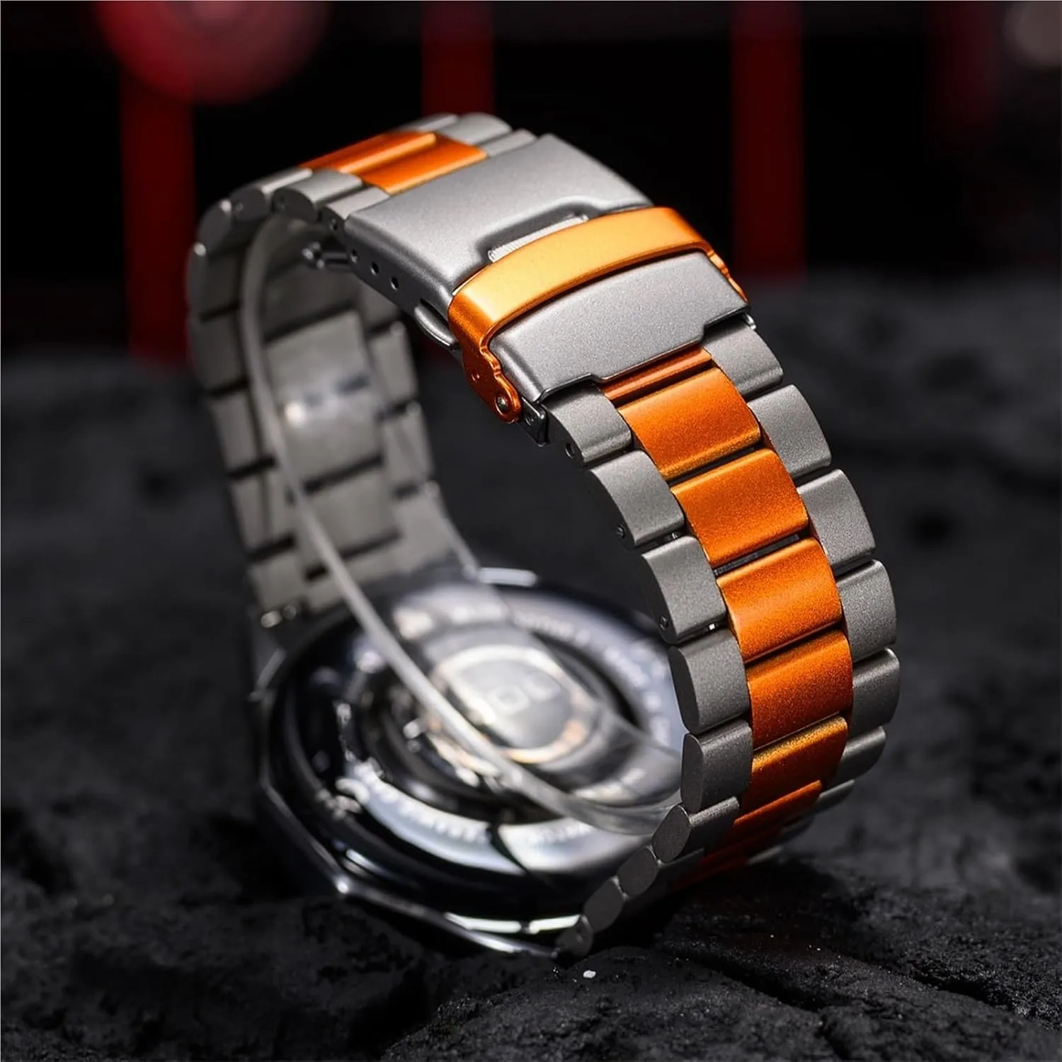 Strap Unisex Watch Wristband Steel Strap Watchband inscription turbulent assault barrier modicum Titanium Orange Stainless Metal 