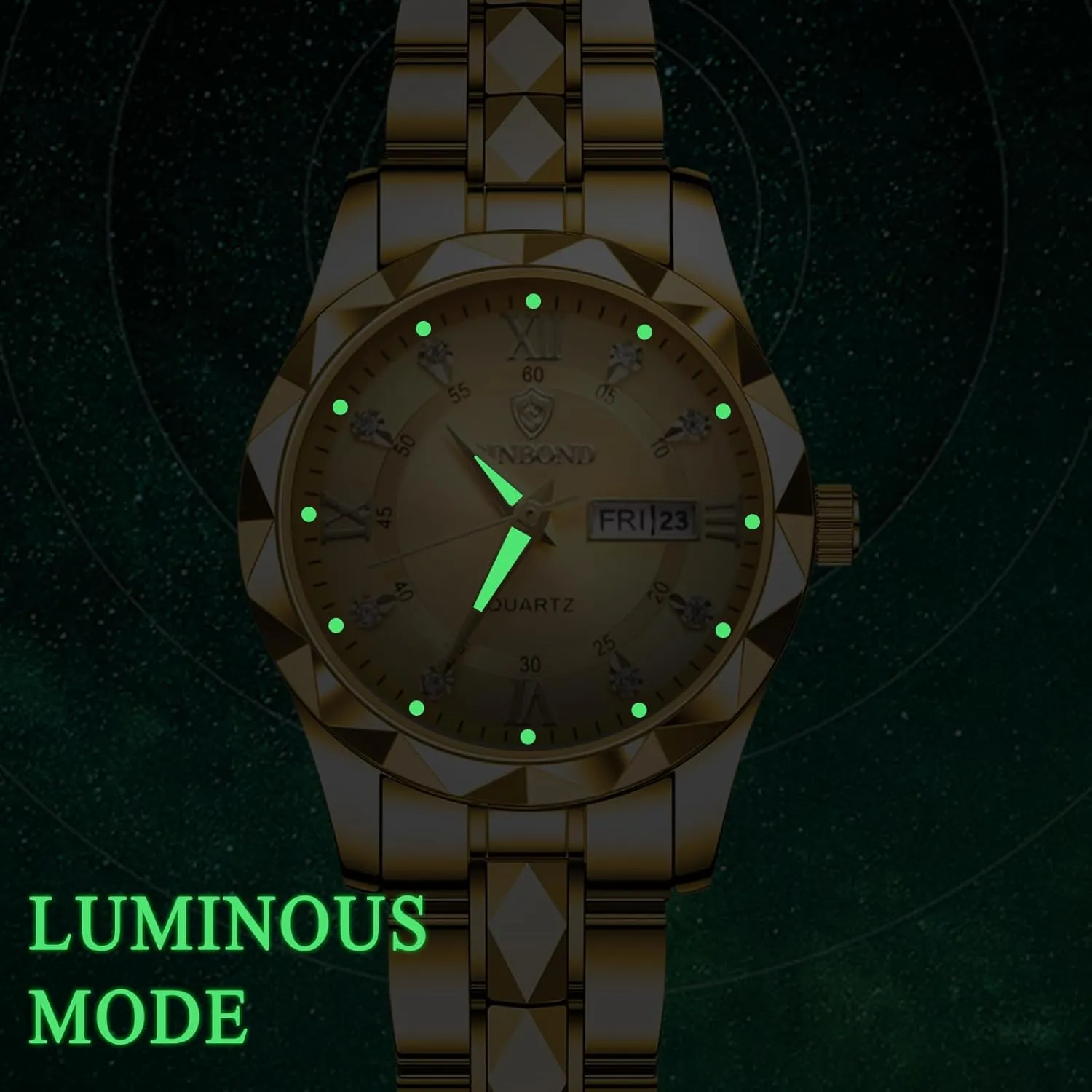 Strap Waterproof Luminous Day Date Business Dress Watch balance pathetic surveyor restlessness OIDEA Couple Watches for Men Women: Fashion Rhinestone Rhombus Round Dial Analog Quartz Wrist Watch Stainless Steel 