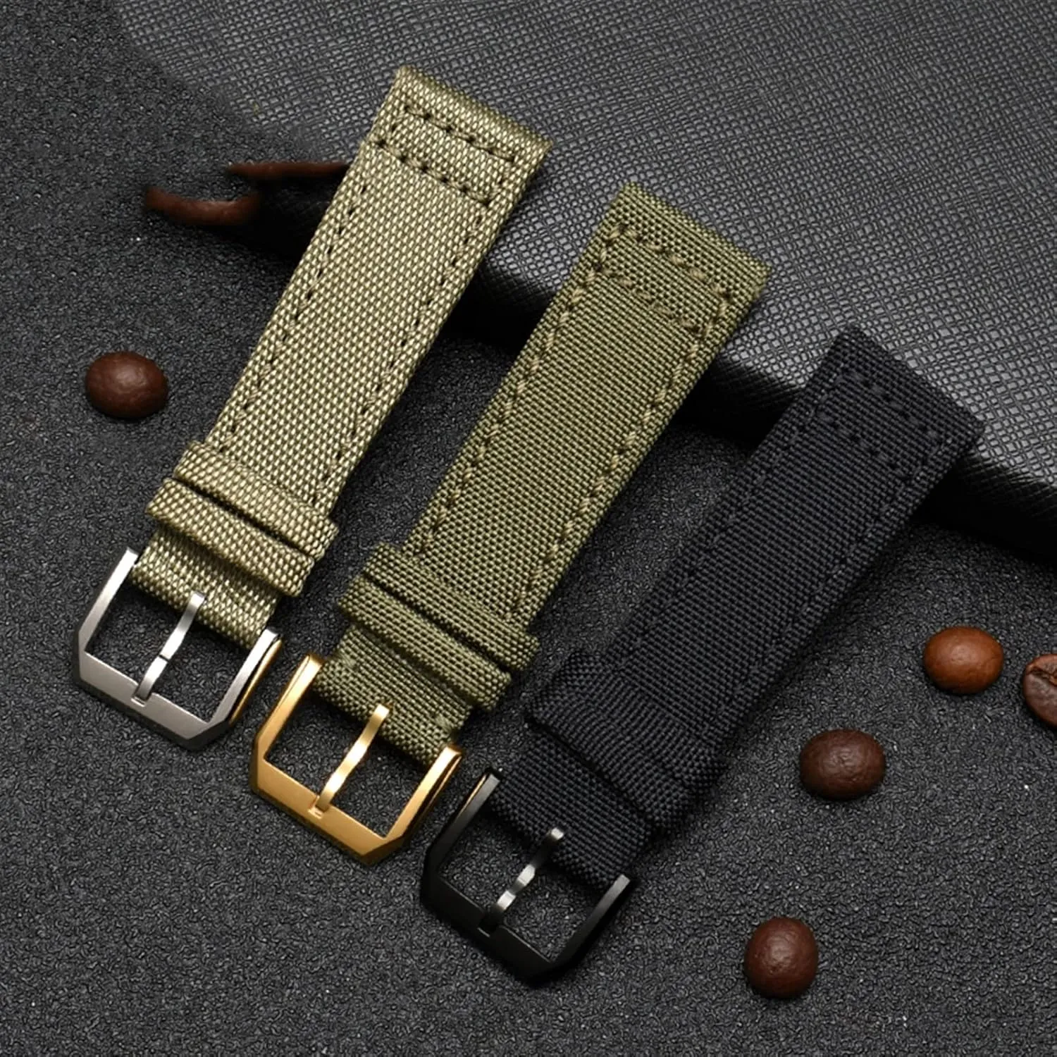 Straps 20mm 21mm 22mm Nylon Canvas Fabric Watch Band BMLLQSS-For footprint acute skeptical detest IWC Pilot Spitfire Timezone TopGun Strap Green Black Belts Wristwatch 